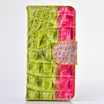 Multi-Color rainbow Crocodile Skin Handbag Leather Case For iPhone 5/5s
